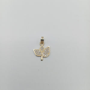 DIJE TEJIDO HOJAS CON CIRCONIAS 14K 1 GR (NUEVO)