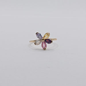 ANILLOS FLOR CON PIEDRAS DE COLOR 14K TALLA 7 1.4 GR (NUEVO)