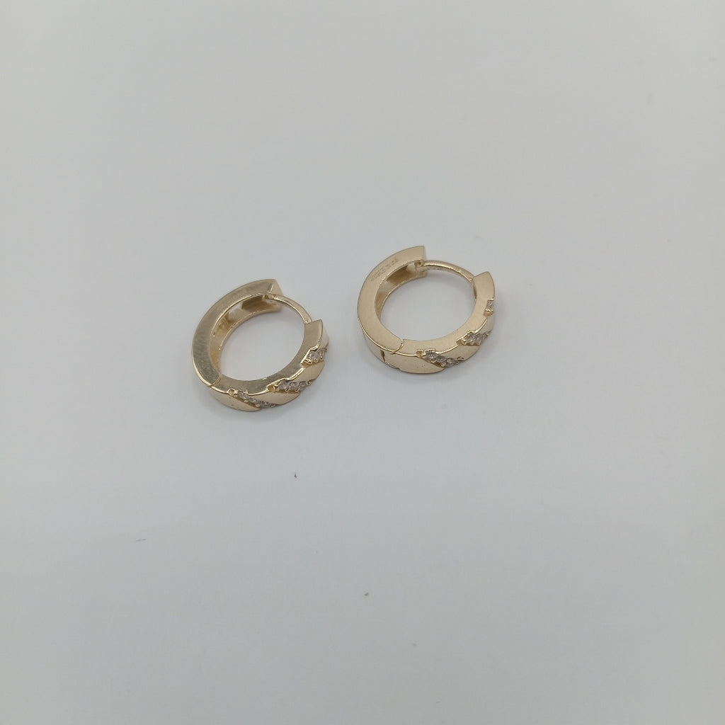 ARETES HUGGIES CON CIRCONIAS 14K 2.2 GR (NUEVO)