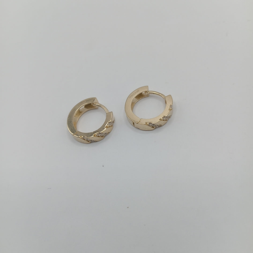 ARETES HUGGIES CON CIRCONIAS 14K 2.2 GR (NUEVO)