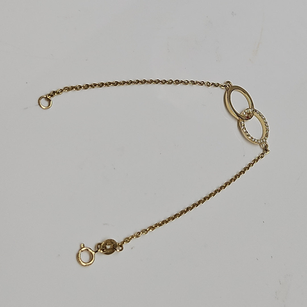 PULSERA TEJIDO ESPECIAL FIG AROS UNIDOS C CIRCS 14K 18 CM 2.1 GR (NUEVO)