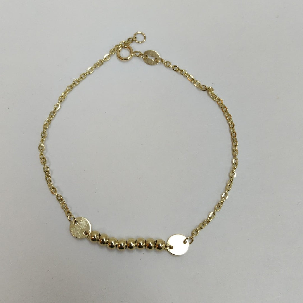 PULSERA TEJIDO ESPECIAL CON BOLITAS 14K 18 CM 1.8 GR (NUEVO)
