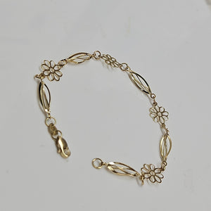 PULSERA ESPECIAL CON FLORES 14K 18 CM 2.6 GR (NUEVO)