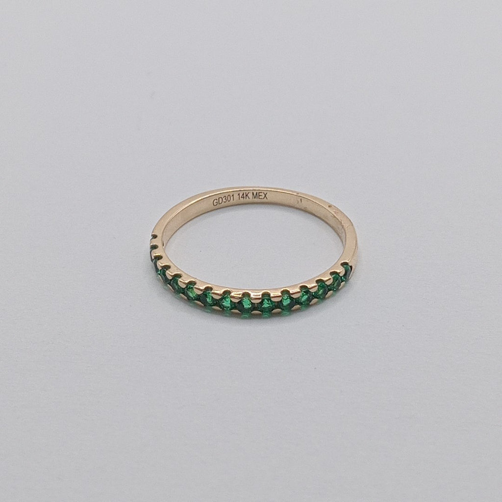 ANILLO ANILLITO MEDIA CHURUMBELA C PDRAS COLOR VERDE 14K 8 TALLA 1.6 GR (NUEVO)