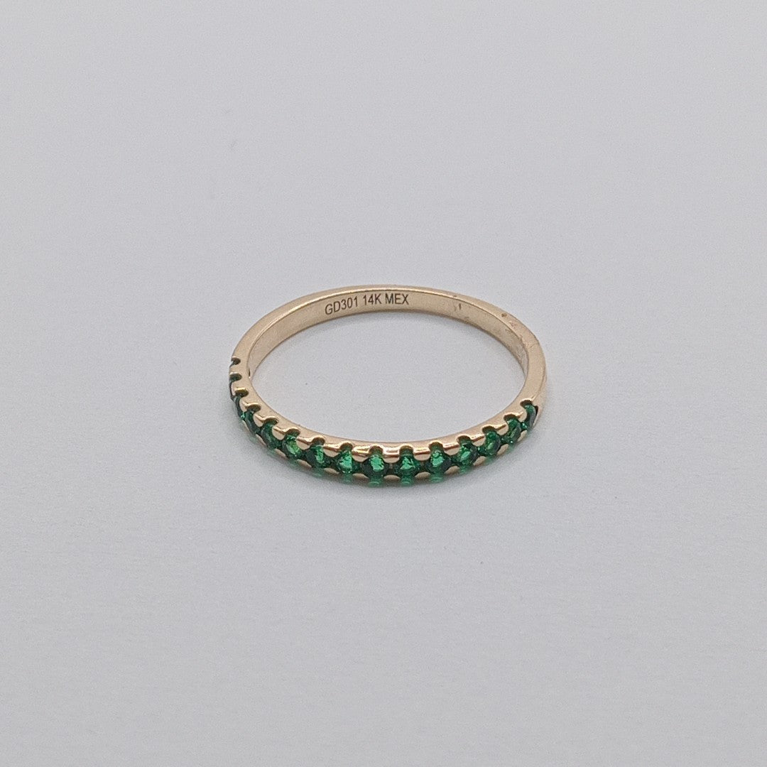 ANILLO ANILLITO MEDIA CHURUMBELA C PDRAS COLOR VERDE 14K 8 TALLA 1.6 GR (NUEVO)