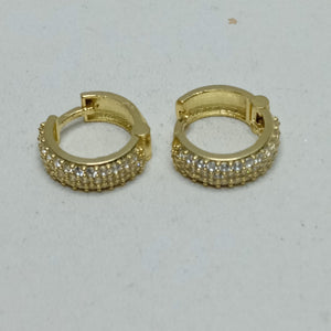 ARETES HUGGIE CON CIRCONIAS 14K 2.2 GR (NUEVO)