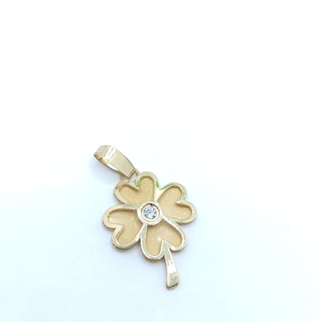 DIJE FIG TREBOL C CIRCONIA 14K 0.8 GR (NUEVO)