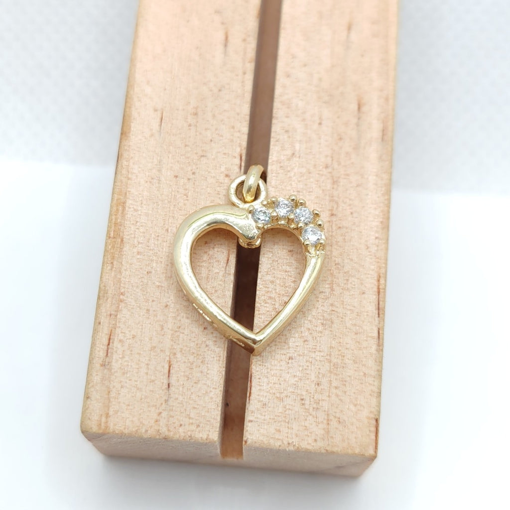 DIJE CORAZON CON CIRCONIAS 14K 1.4 GR (NUEVO)