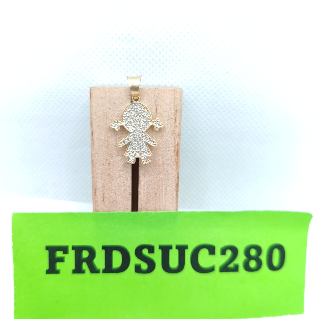 DIJE NIÑAS C CIRCONIAS 14K 1.5 GR (NUEVO)