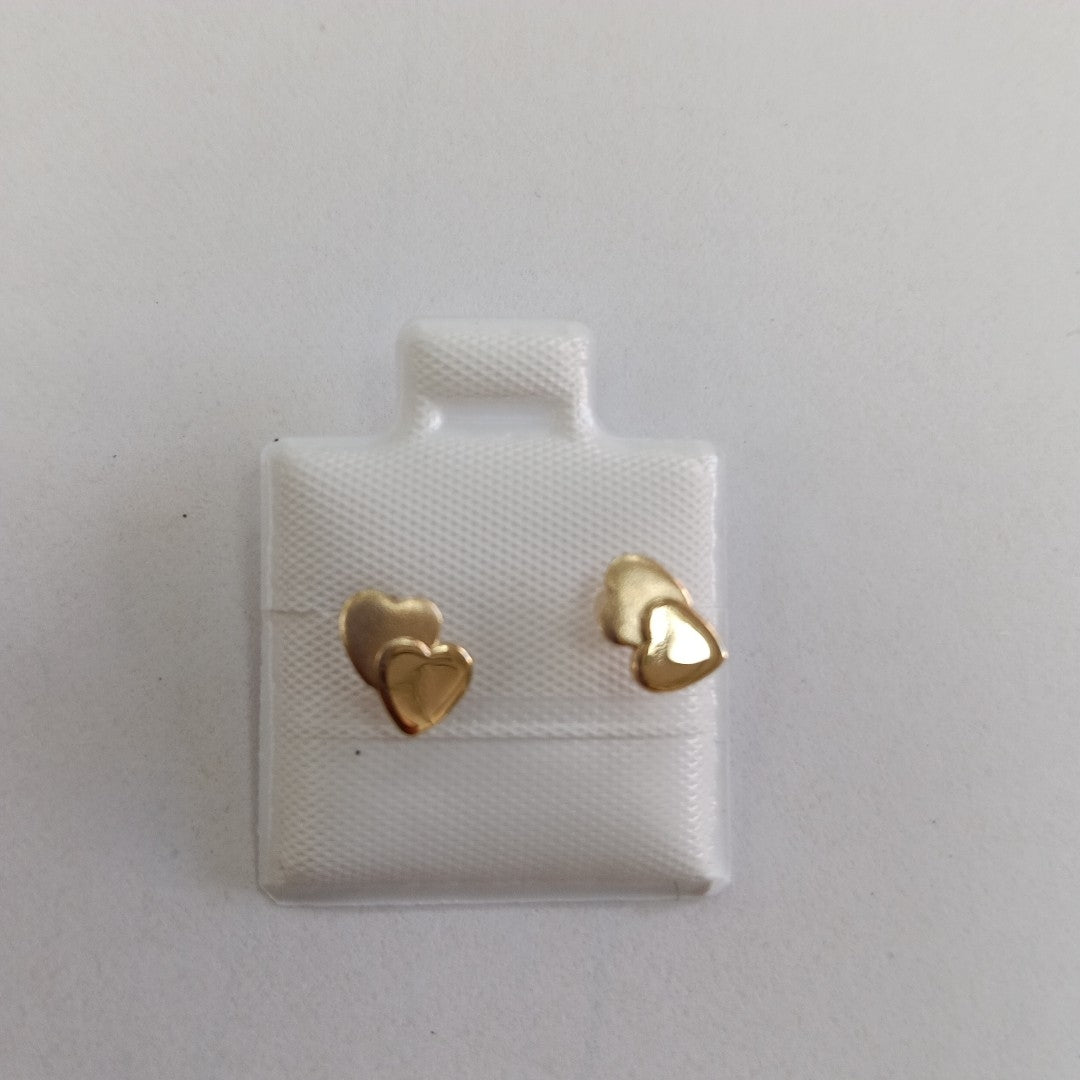BROQUELES BROQUEL CORAZON DOBLE 14K 0.2171 GR (NUEVO)