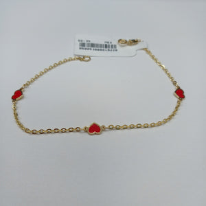 PULSERA ESPECIAL CON CORAZONES 14K 18 CM 1.4 GR (NUEVO)