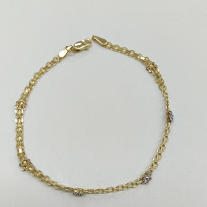 PULSERA ESPECIAL C FLORES 14K 18 CM 2.9 GR (NUEVO)