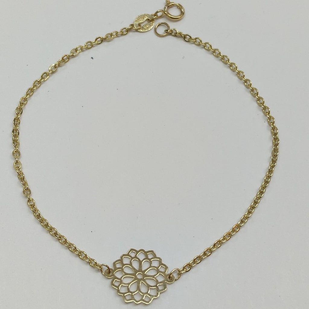 PULSERA TEJIDO ESPECIAL CON MANDALA 14K 18 CM 1.3 GR (NUEVO)