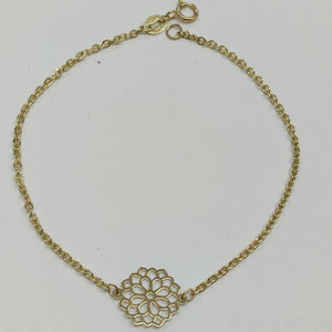 PULSERA TEJIDO ESPECIAL CON MANDALA 14K 18 CM 1.3 GR (NUEVO)