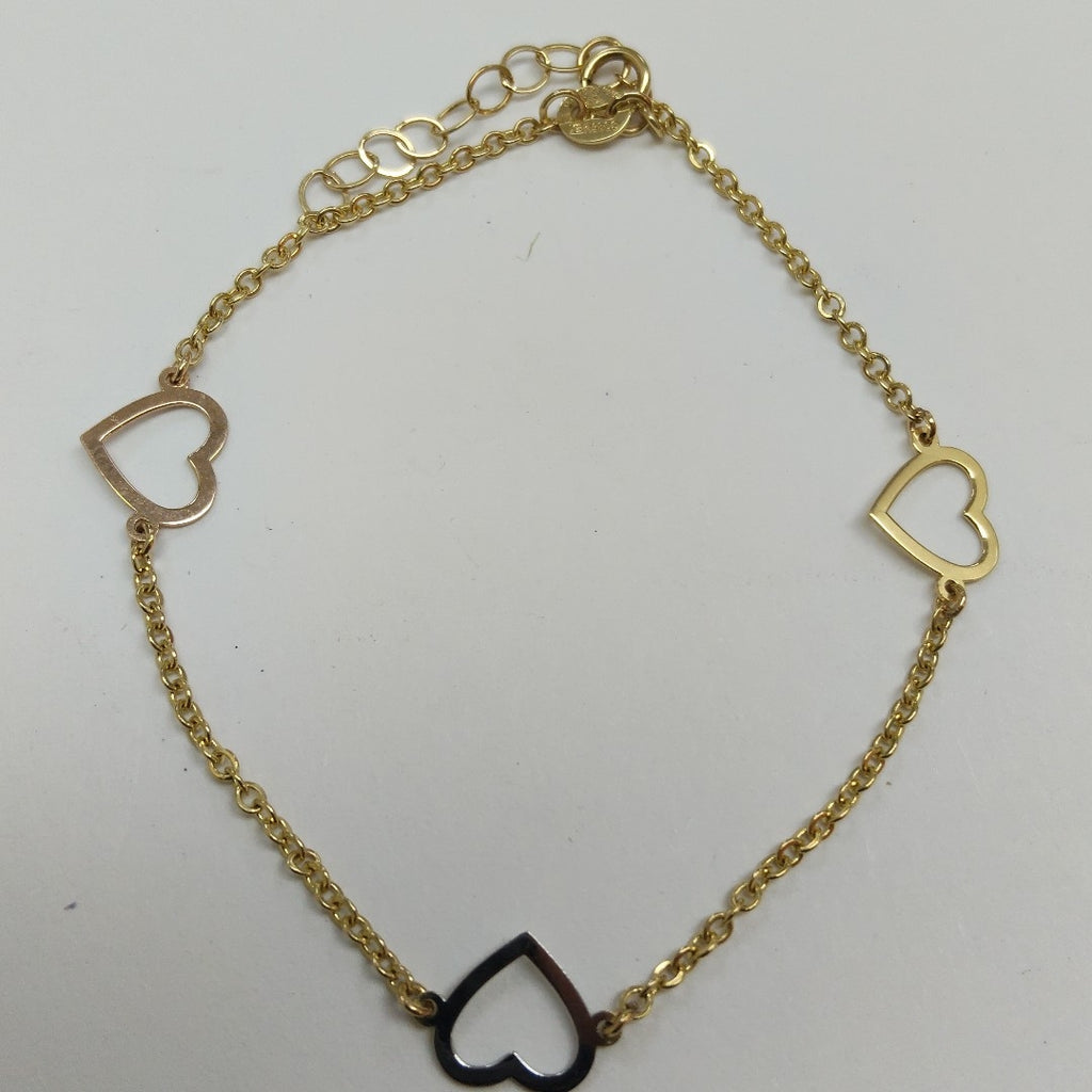 PULSERA ESPECIAL CON CORAZONES CONBINADOS 14K 18 CM 1.6 GR (NUEVO)