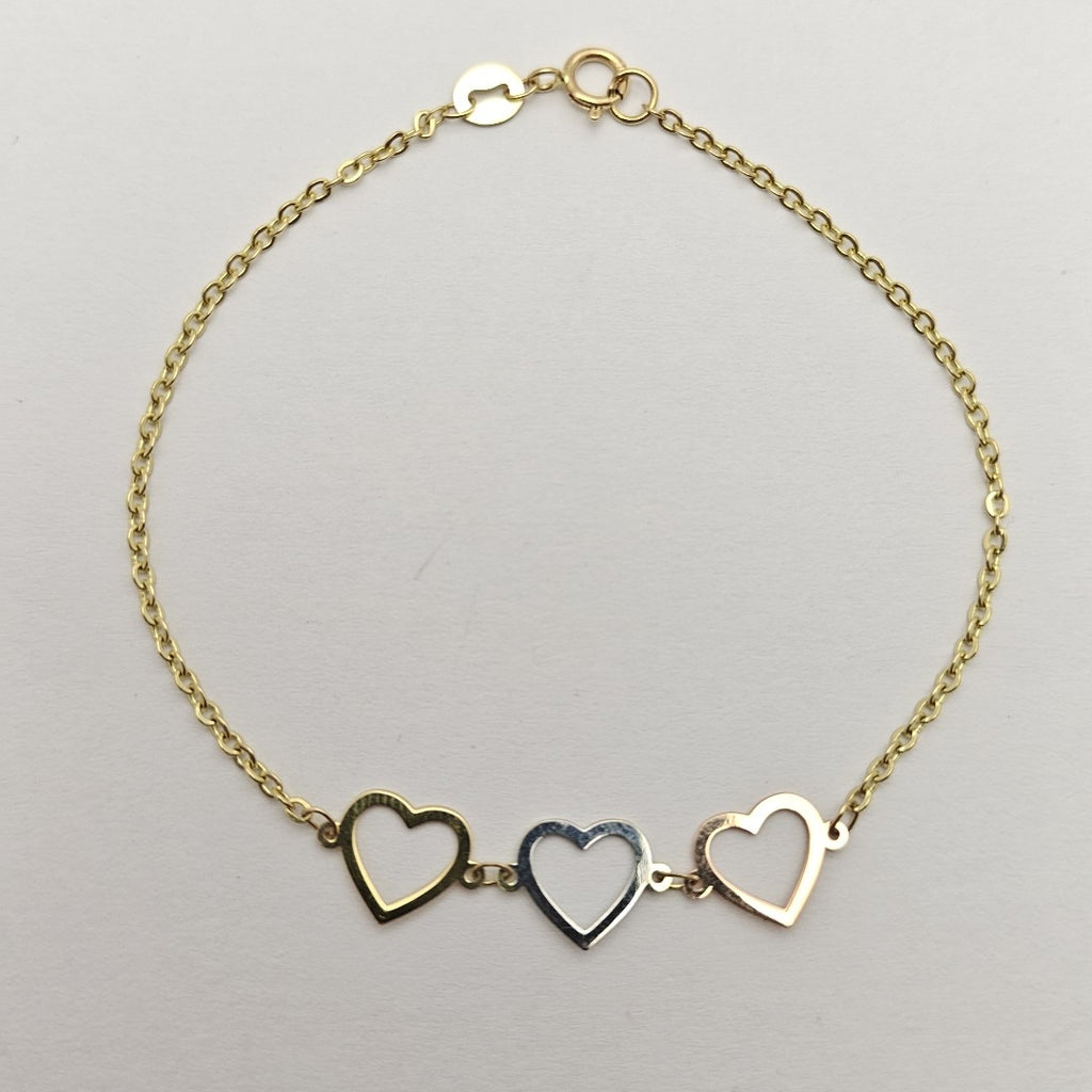 PULSERA ESPECIAL CON CORAZONES 14K 18 CM 1.3 GR (NUEVO)