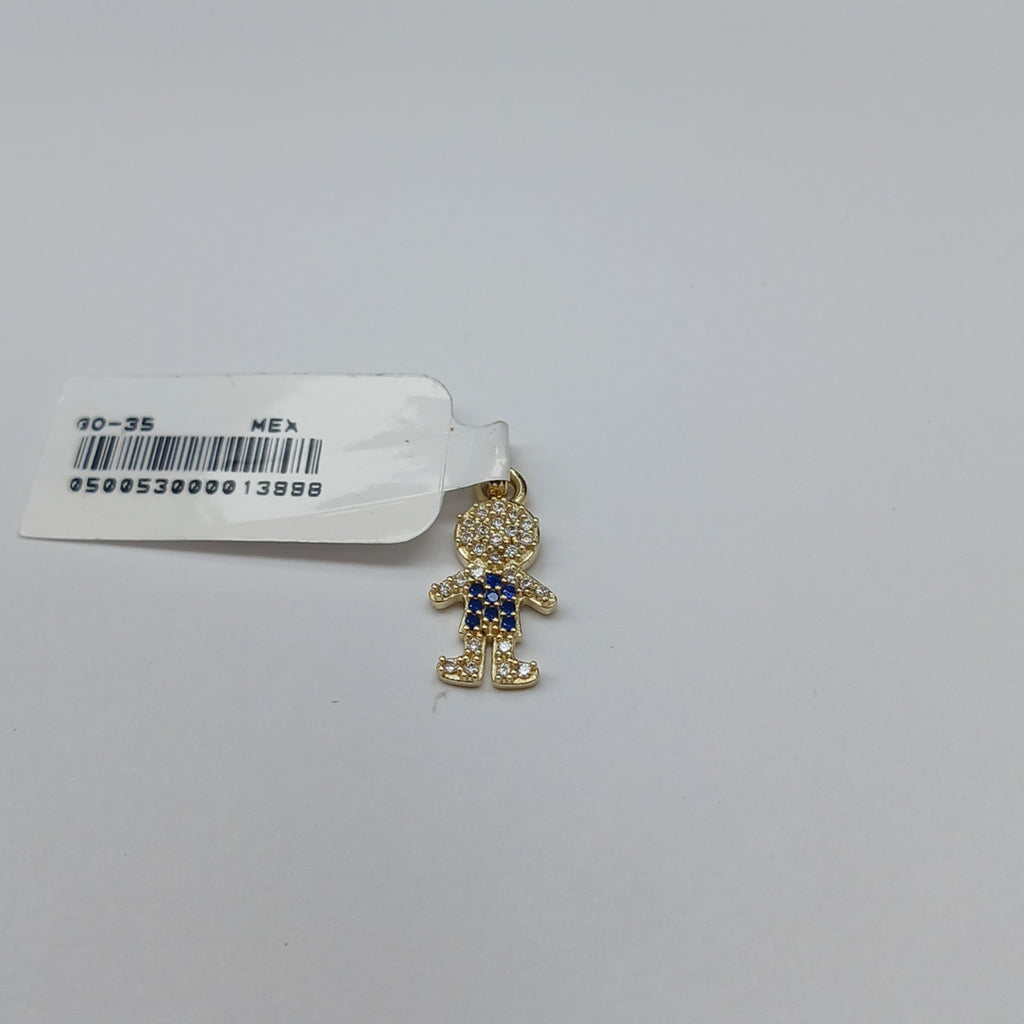 DIJE NIÑO CON CIRCONIAS Y PIEDRAS DE COLOR 10K 0.9 GR (NUEVO)