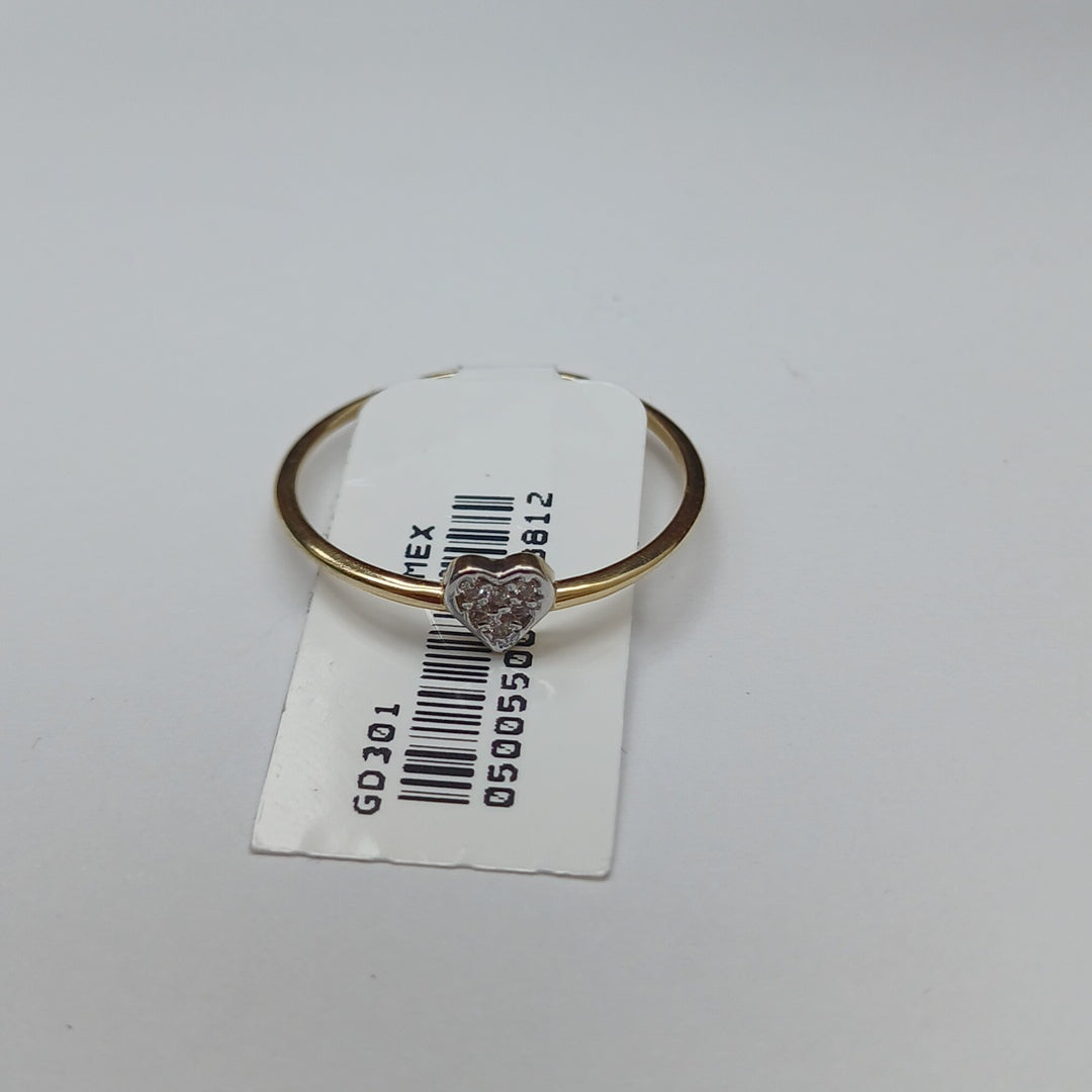 ANILLO ANILLITO CORAZON C CIRCONIA 14K 9 TALLA 0.9 GR (NUEVO)