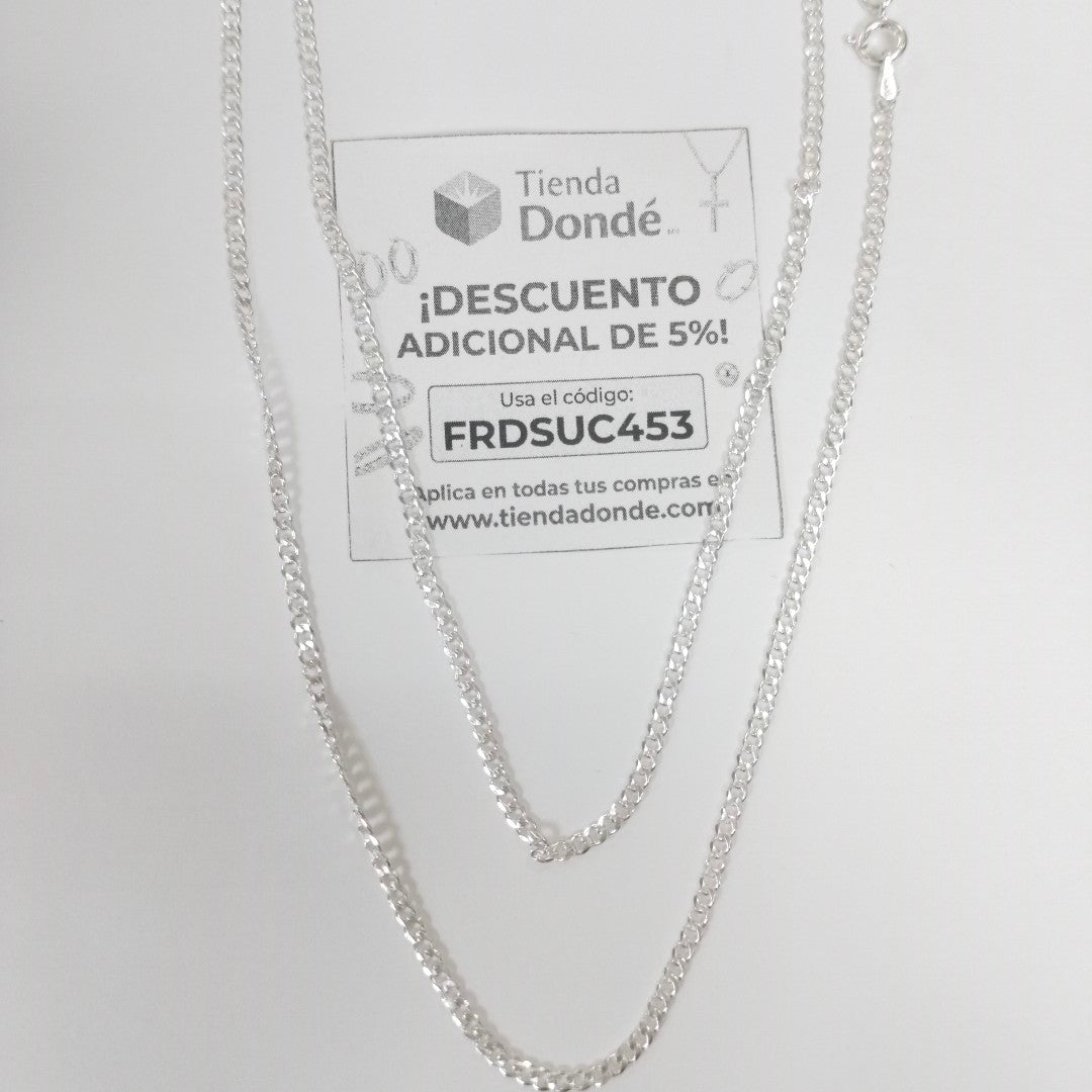 CADENA TEJIDO BARBADO PLATA .925 60 CM 5.6 GR (NUEVO)