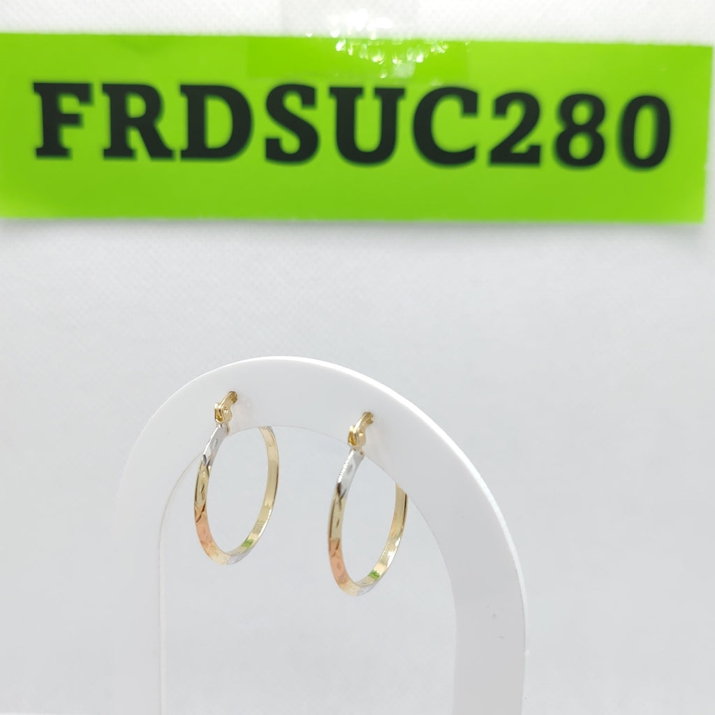 ARETES TEJIDO ARRACADAS BISELADAS COMBINADAS 14K 1.4 GR (NUEVO)