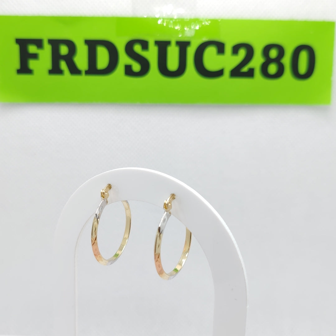 ARETES TEJIDO ARRACADAS BISELADAS COMBINADAS 14K 1.4 GR (NUEVO)