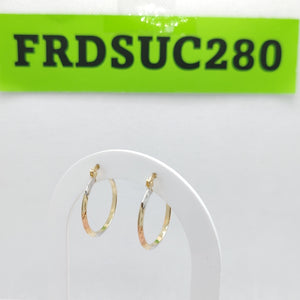ARETES TEJIDO ARRACADAS BISELADAS COMBINADAS 14K 1.4 GR (NUEVO)