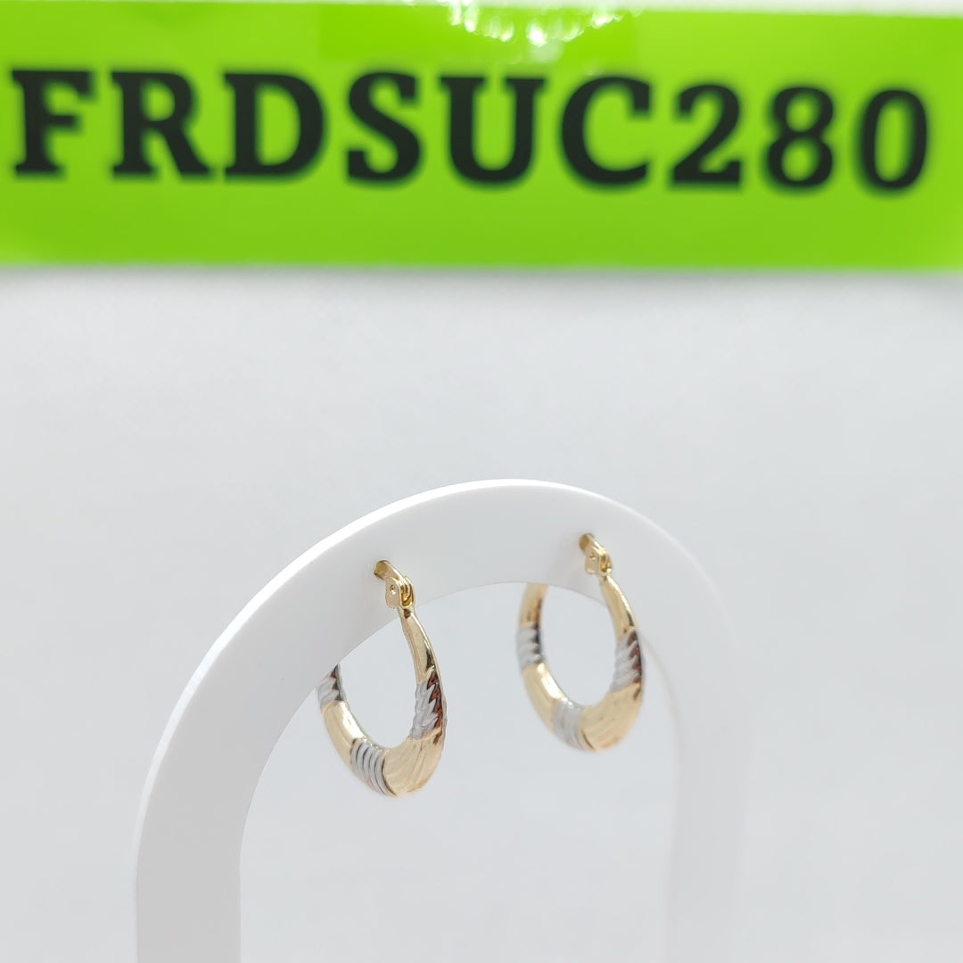 ARETES TEJIDO ARRACADAS COMBINADAS HUECAS 14K 2 GR (NUEVO)