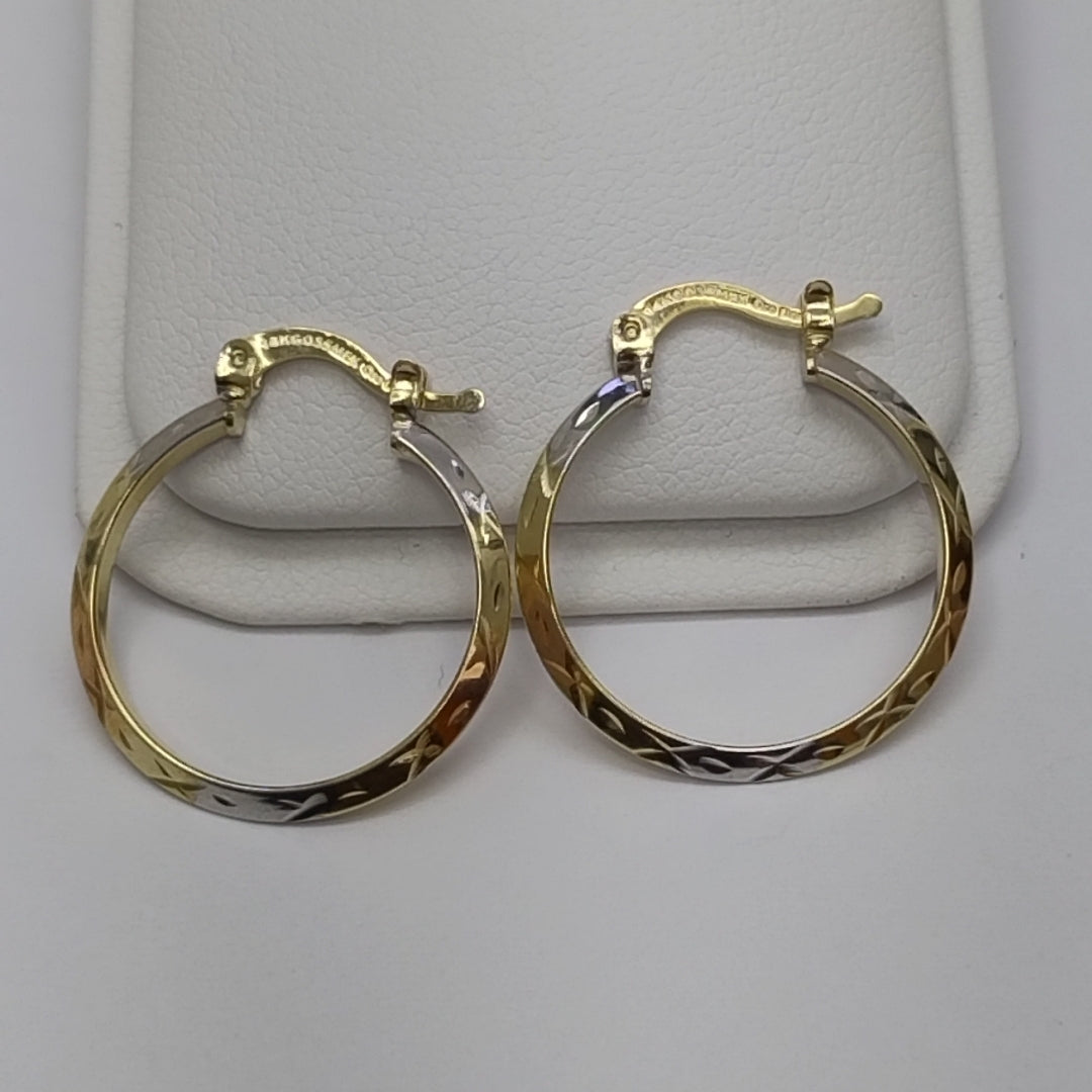 ARETES TEJIDO ARRACADAS BISELADAS COMBINADAS 14K 1.3 GR (NUEVO)