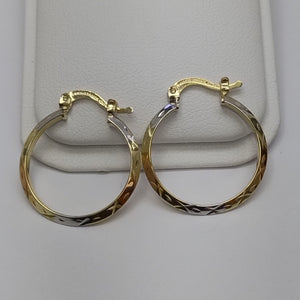 ARETES TEJIDO ARRACADAS BISELADAS COMBINADAS 14K 1.3 GR (NUEVO)