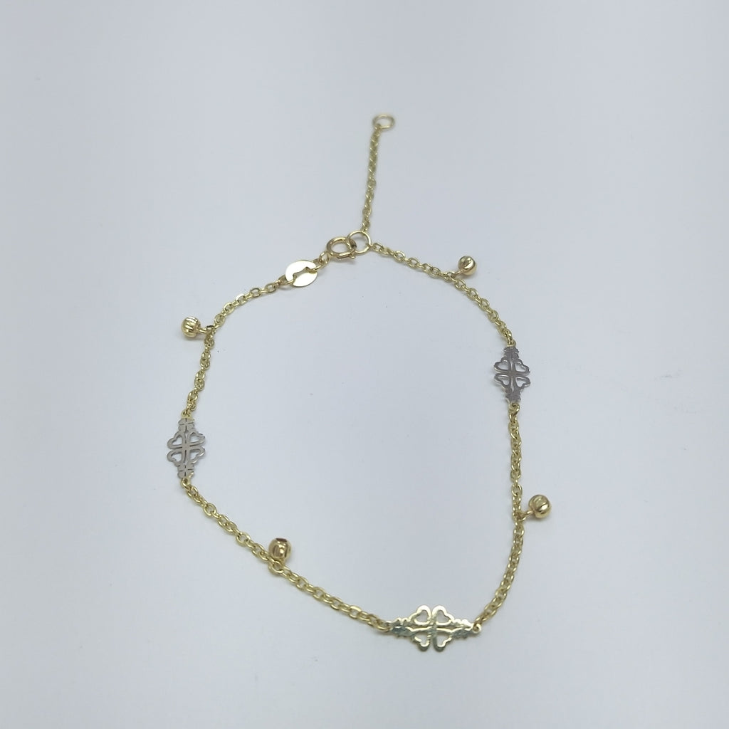 PULSERA ESPECIAL CON TREBOL 14K 18 CM 1.9 GR (NUEVO)