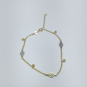 PULSERA ESPECIAL CON TREBOL 14K 18 CM 1.9 GR (NUEVO)