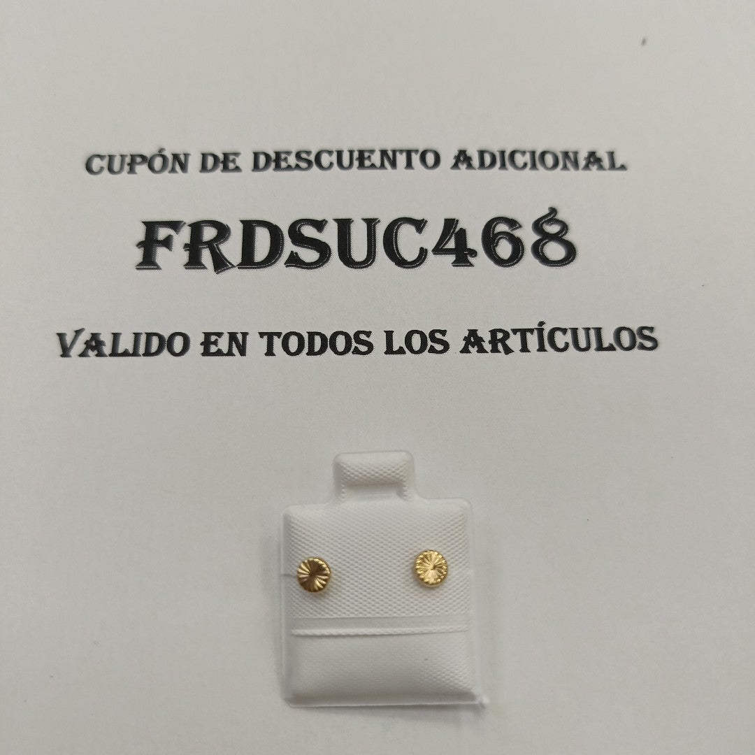 BROQUELES BROQUEL FIG BOTON RAYADO 14K 0.1577 GR (NUEVO)