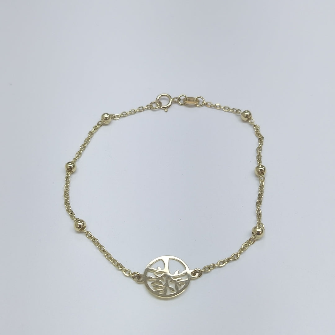 PULSERA TEJIDO ESPECIAL ARBOL 14K 18 CM 1.7 GR (NUEVO)