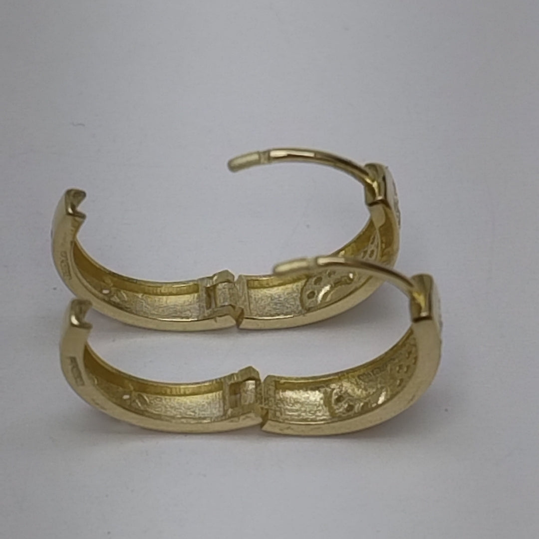 ARETES TEJIDO HUGGIES CON CIRCONIAS 14K 3 GR (NUEVO)