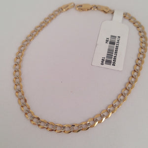 PULSERAS BARBADA DIAMANTADA ORO 14K 21 CM 3.6 GR (NUEVO)