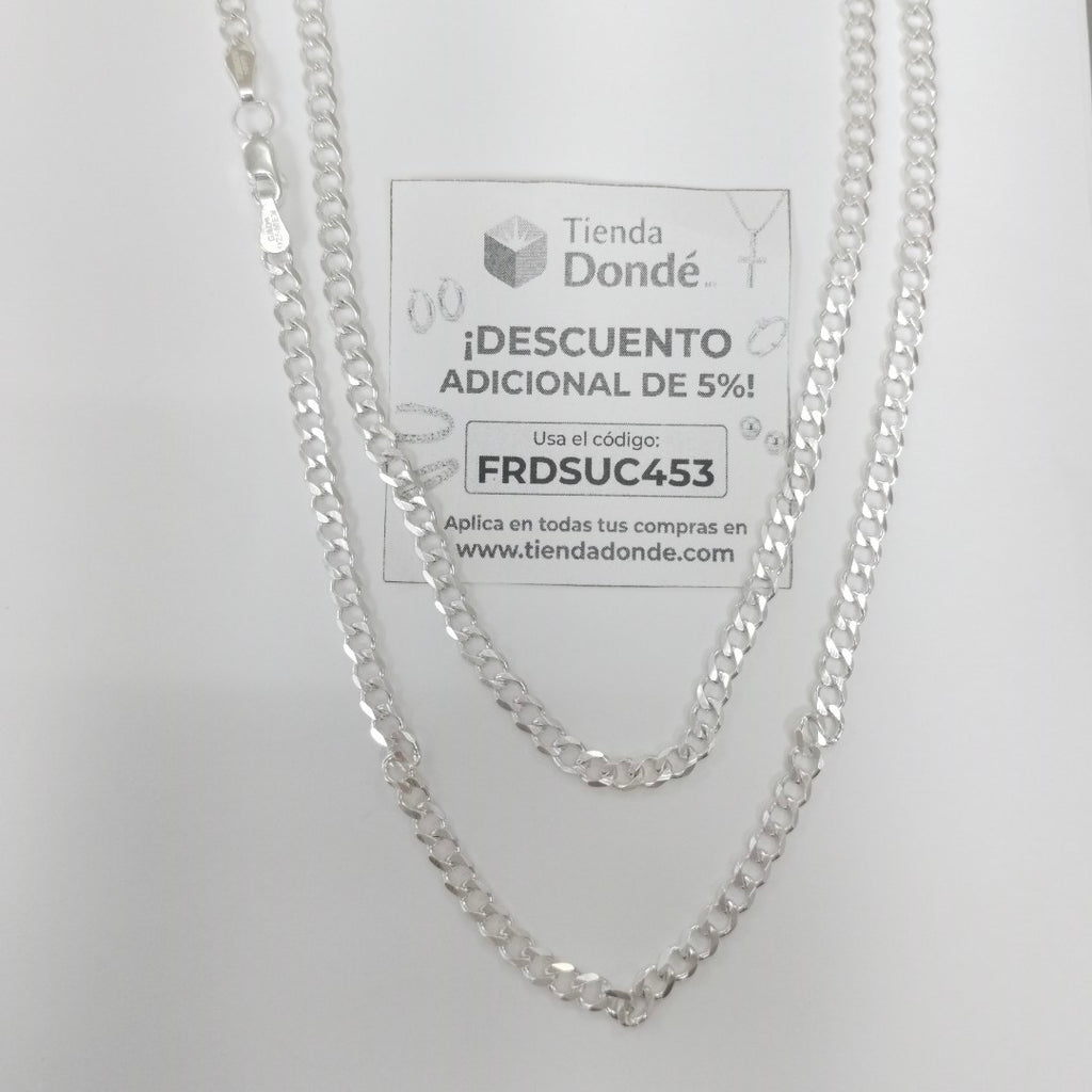CADENA TEJIDO BARBADO PLATA .925 60 CM 13 GR (NUEVO)