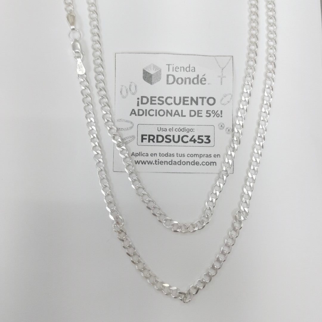 CADENA TEJIDO BARBADO PLATA .925 60 CM 13 GR (NUEVO)