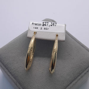 ARETES ARRACADAS ESTRIADAS 14K 2.6 GR (NUEVO)