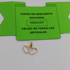 DIJE TEJIDO DOS CORAZONES CON CIRCONIAS 14K 1.5 GR (NUEVO)