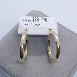 ARETES TEJIDO ARRACADAS LISAS HUECAS 14K 2.1 GR (NUEVO)