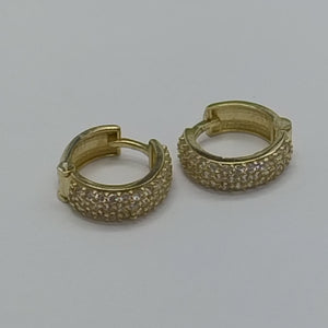 ARETES HUGGIE CON CIRCONIAS 14K 2 GR (NUEVO)