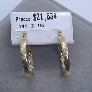 ARETES ARRACADAS LABRADAS 14K 2.1 GR (NUEVO)