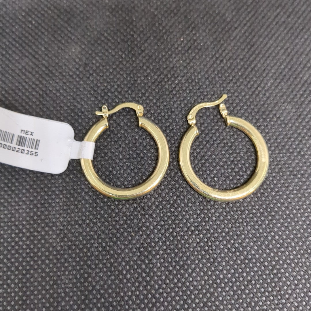 ARETES TEJIDO ARRACADA LISA 14K 2 GR (NUEVO)