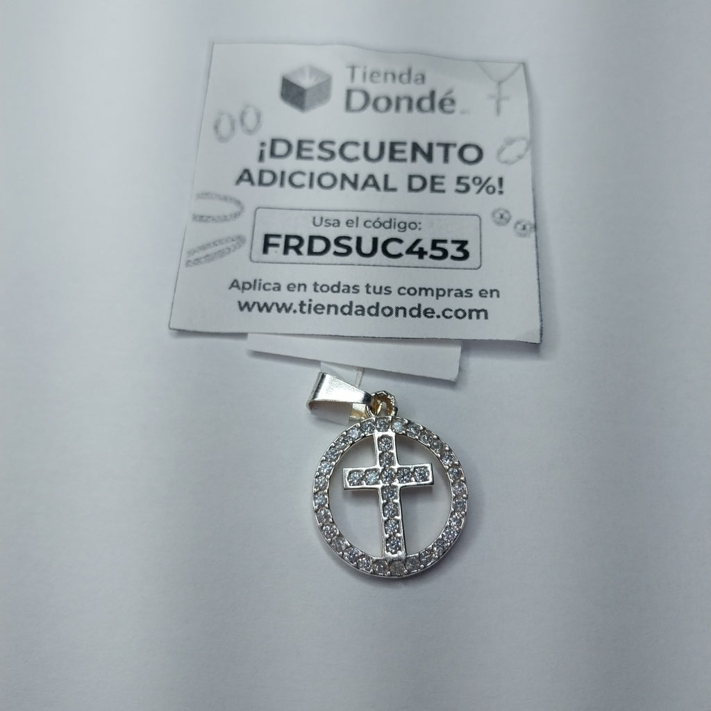 DIJE CRUZ C/CIRCONIAS PLATA .925 2.4 GR (NUEVO)