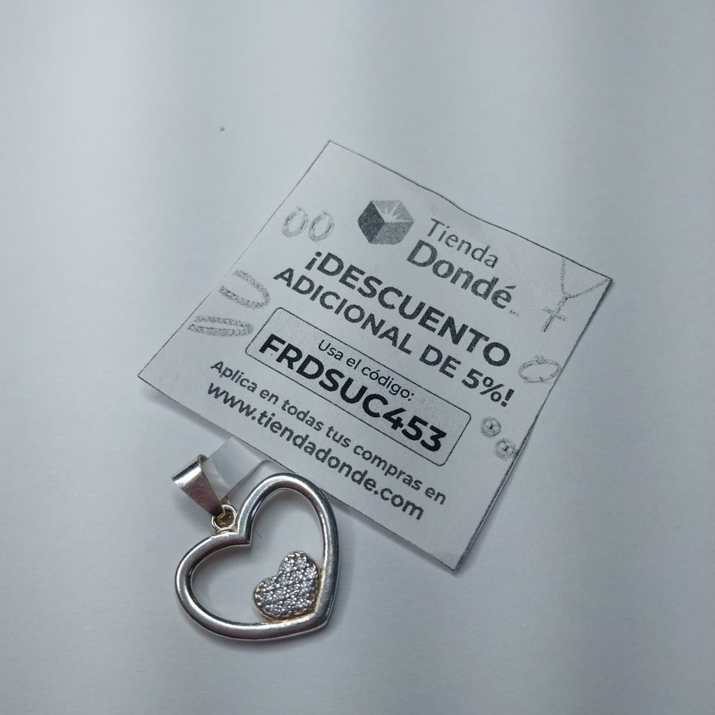 DIJE CORAZON C/CIRCONIAS PLATA .925 2.6 GR (NUEVO)
