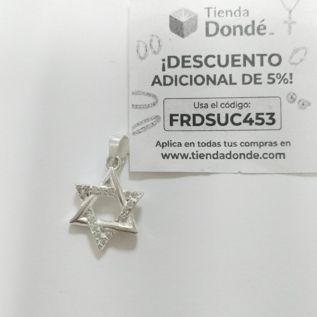 DIJE ESTRELLA DE DAVID C/CIRCONIAS PLATA .925 2.7 GR (NUEVO)