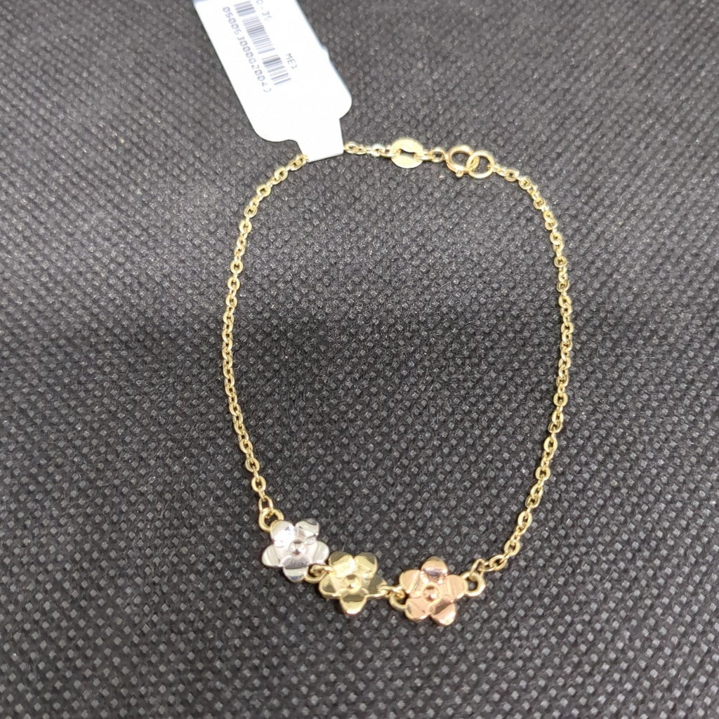 PULSERA TEJIDO ESPECIAL FIG FLORES 14K 18 CM 2.1 GR (NUEVO)