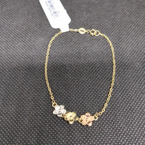 PULSERA TEJIDO ESPECIAL FIG FLORES 14K 18 CM 2.1 GR (NUEVO)