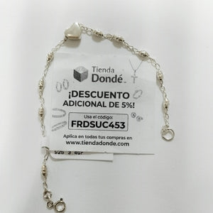 PULSERA TEJIDO CORAZON PLATA .925 18 CM 3.4 GR (NUEVO)