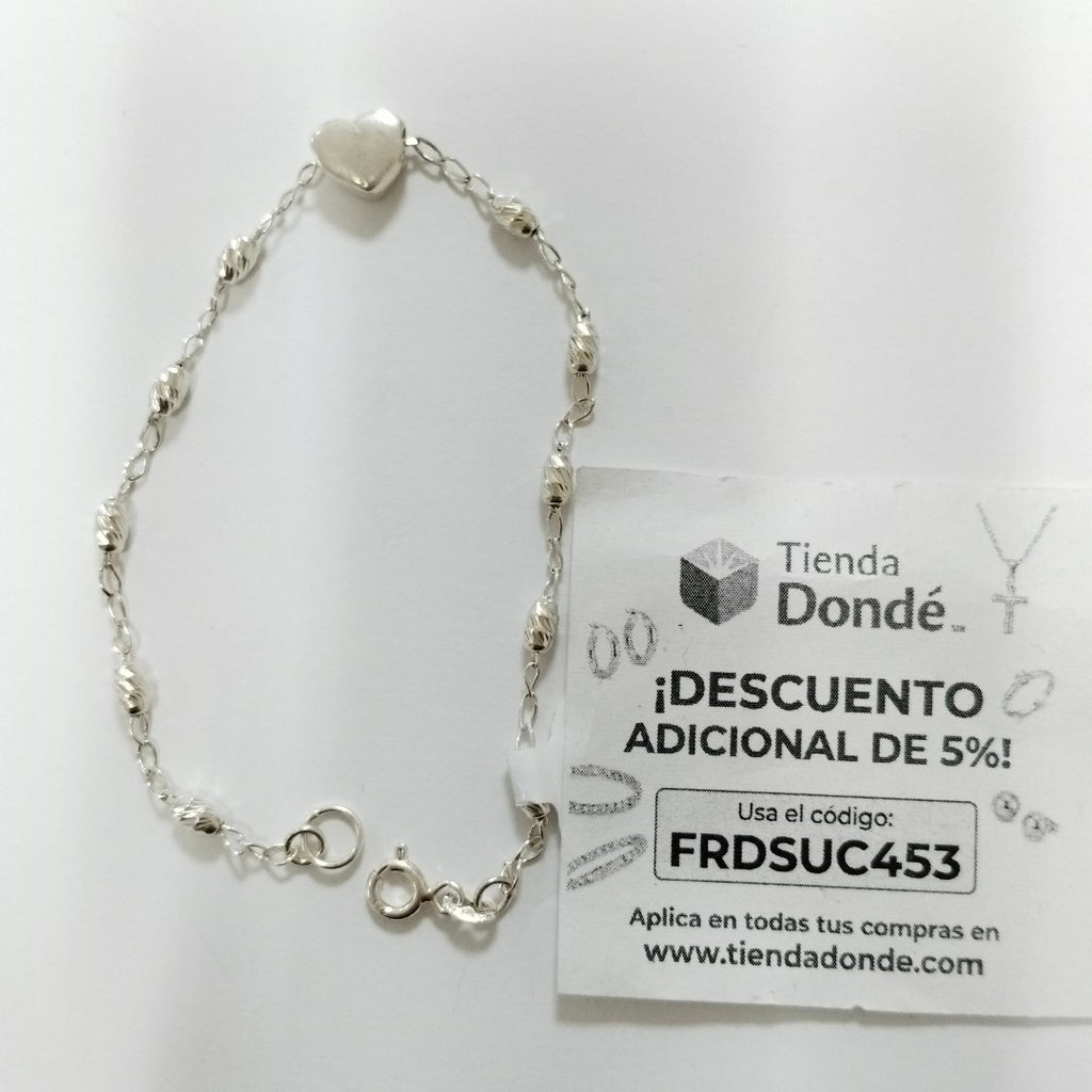PULSERA TEJIDO CORAZON PLATA .925 18 CM 3.4 GR (NUEVO)
